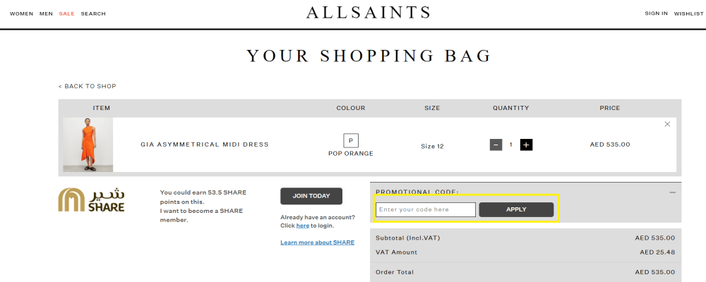 All Saints How to get discount code